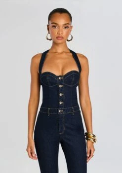 Irma Jumpsuit -Retrofete Clothing Shop Ecommerce Crop 25 08 14 IrmaJumpsuit IndigoRinse 0040 ECOMM