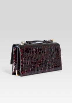 Phoebe Clutch -Retrofete Clothing Shop Ecommerce Crop FW24 PHOEBECLUTCH BURGUNDYCROCO 203 ECOMM