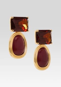 Beth Earrings -Retrofete Clothing Shop Ecommerce Crop FW25 BETHEARRING GOLDGARNET 333 ECOMM