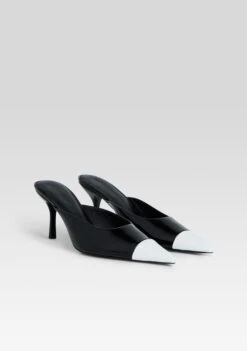 Allegra Leather Kitten Mule -Retrofete Clothing Shop Ecommerce Crop HL25 AllegraLeatherKittenMule Black 420 ECOMM