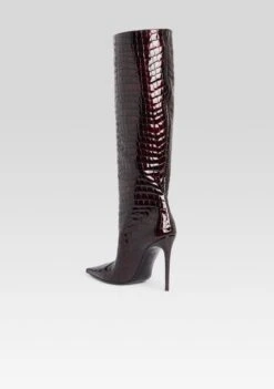 Lyra Leather Boot -Retrofete Clothing Shop Ecommerce Crop LYRALEATHERBOOT BURGUNDYCROCO 083 ECOMM