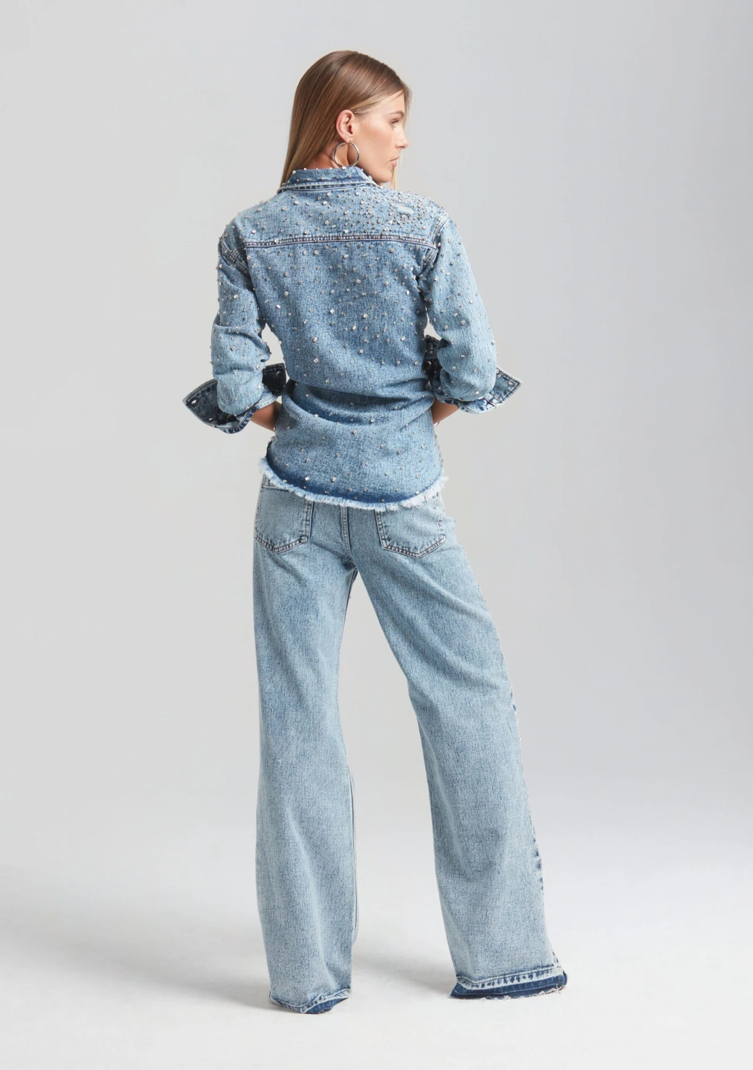 Bronte Wide Leg Crystal Embellished Jean 4 Bronte Wide Leg Crystal Embellished Jean - Image 4