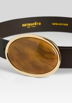 Dagmar High Waist Leather Belt 6 Dagmar High Waist Leather Belt -Retrofete Clothing Shop Ecommerce Crop SS25 DAGMARBELT TIGEREYEBROWN 749 ECOMM