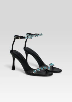 Felice Embellished Heel -Retrofete Clothing Shop Ecommerce Crop SS25 FELICEHEEL BLACKTURQUOISE 617 ECOMM