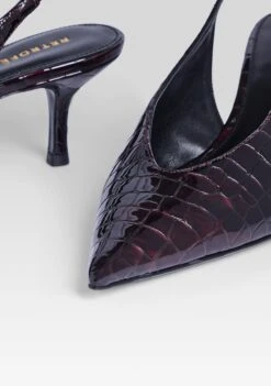 Isobel Slingback -Retrofete Clothing Shop FW25 ISOBELSLINGBACK BURGUNDYCROCO 152 ECOMM