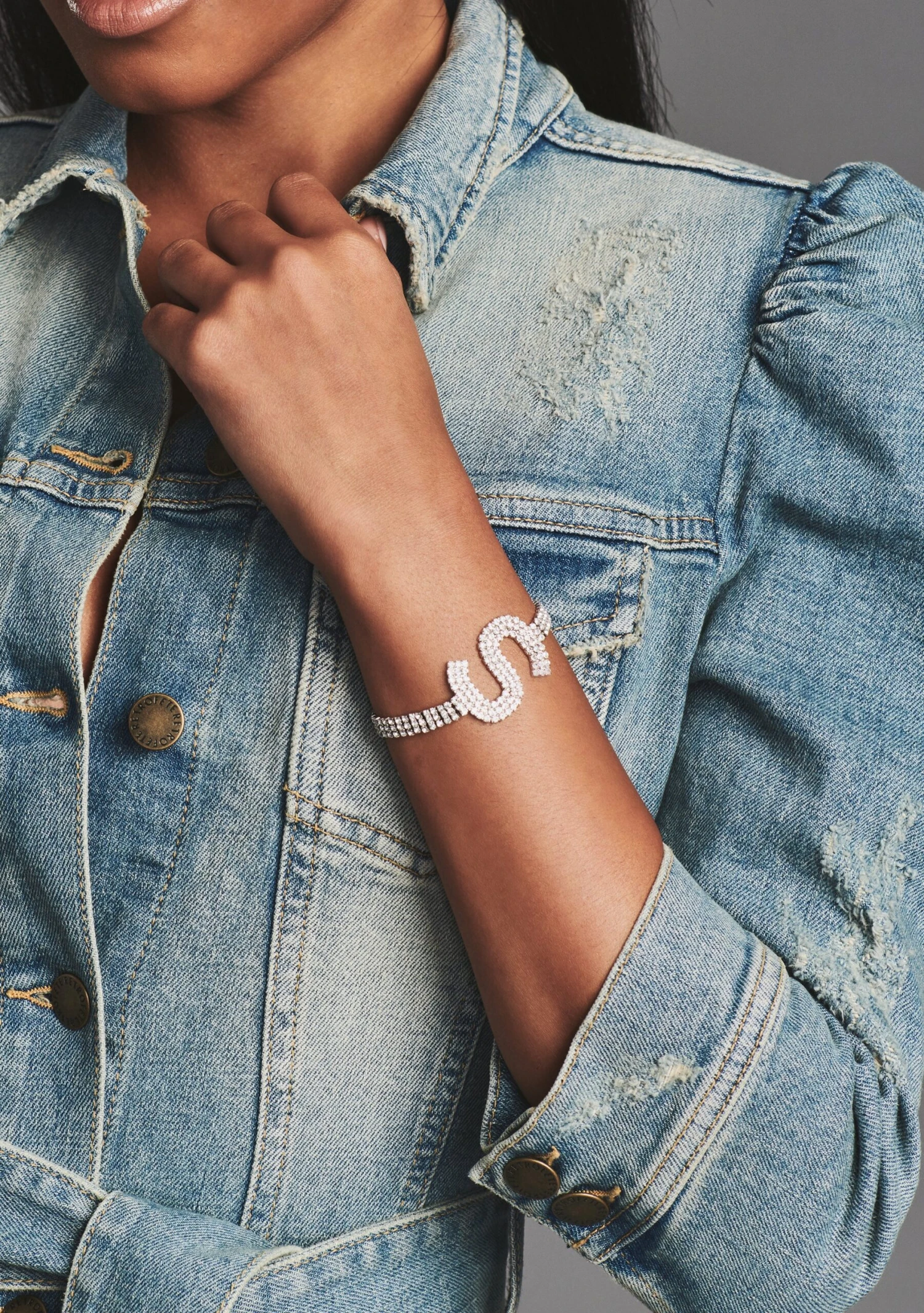 Rhinestone Alphabet Letter Bracelet 2 Rhinestone Alphabet Letter Bracelet - Image 2